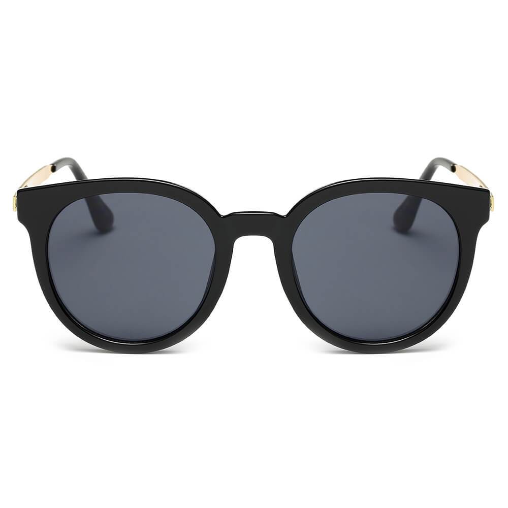 FINDLAY | CD07 - Women's Retro Mirrored Lens Horned Rim Round Sunglasses