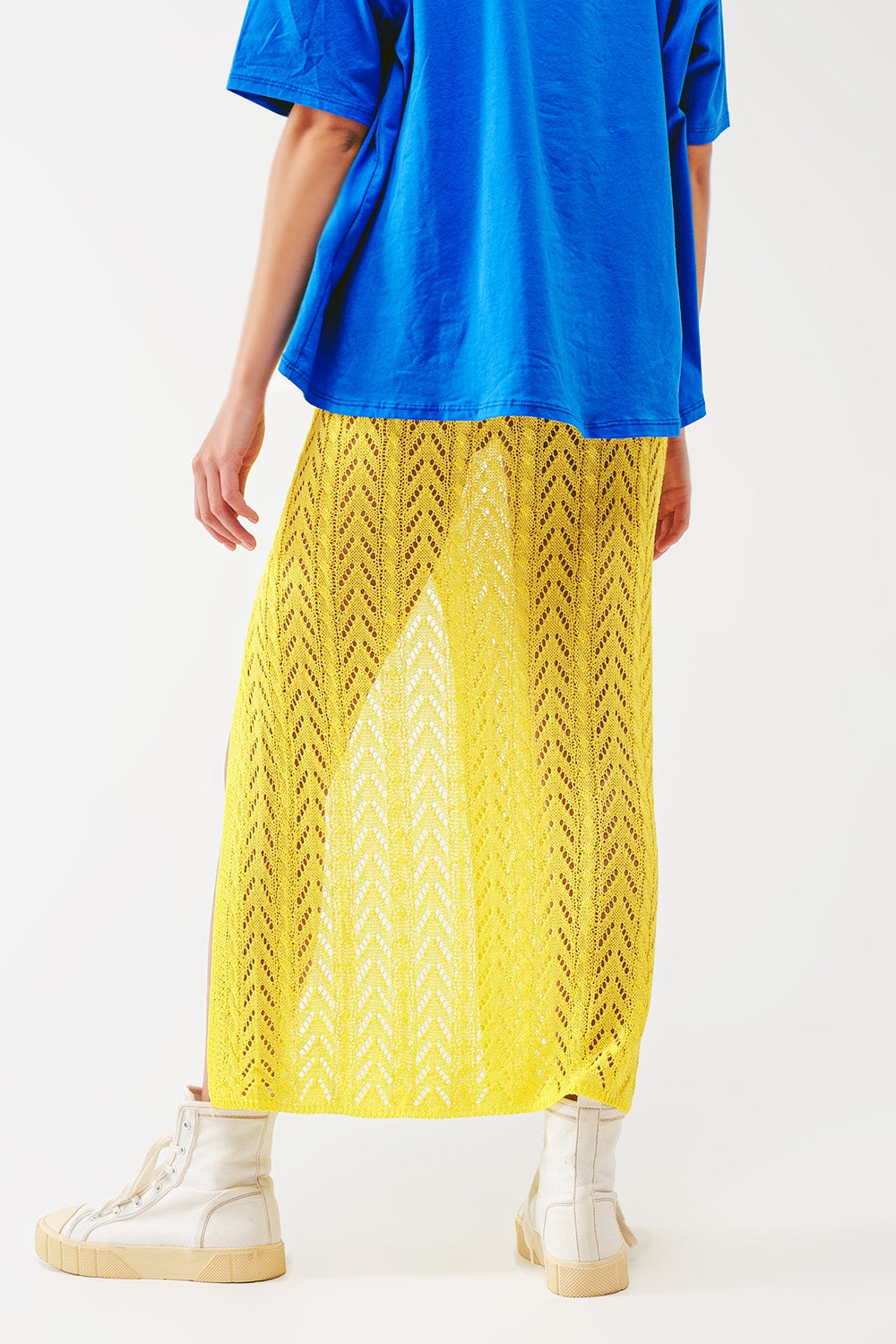 Crochet Maxi Skirt in Yellow