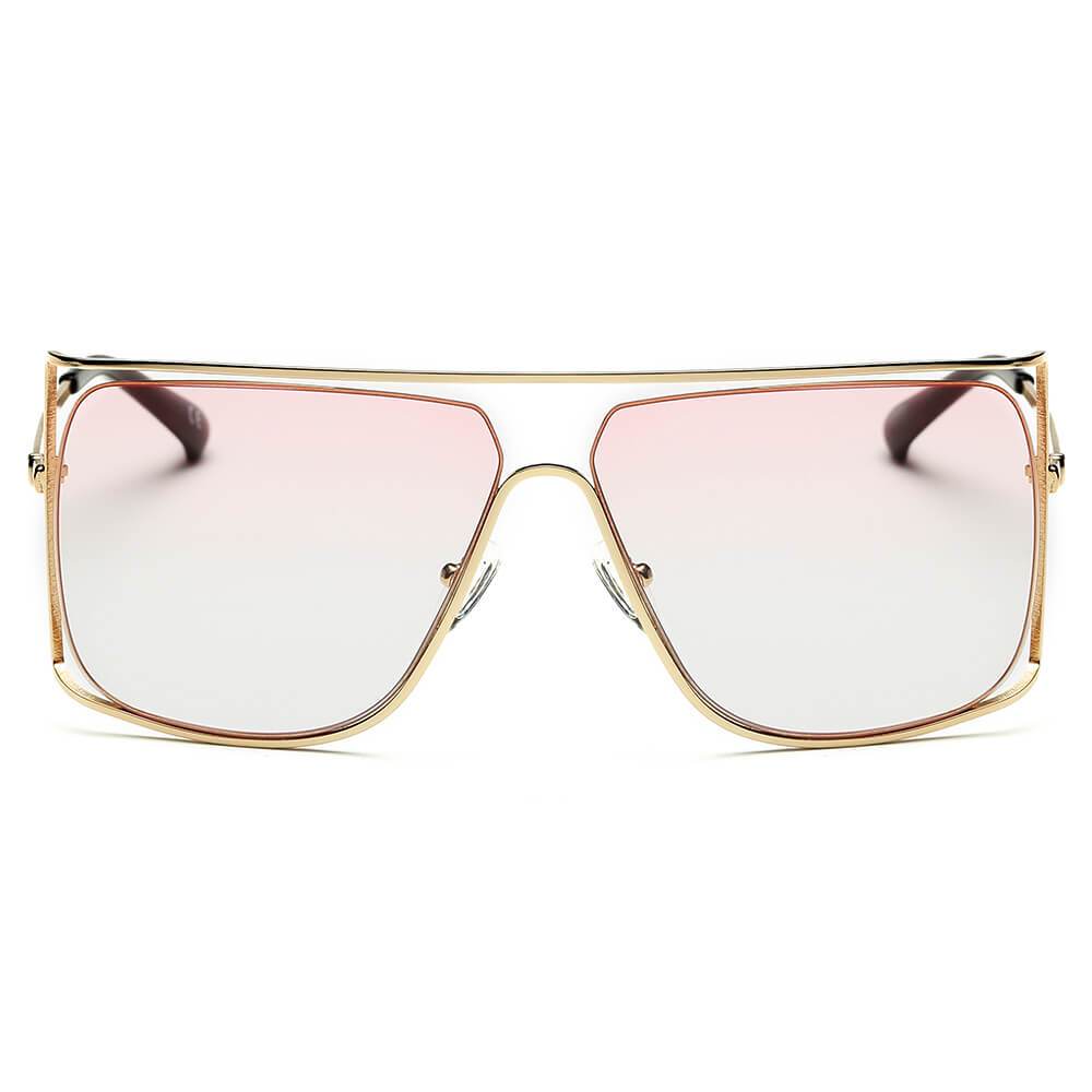 HAMEL | CA01 - Women's Trendy Oversize Flat Top Metal Frame Sunglasses