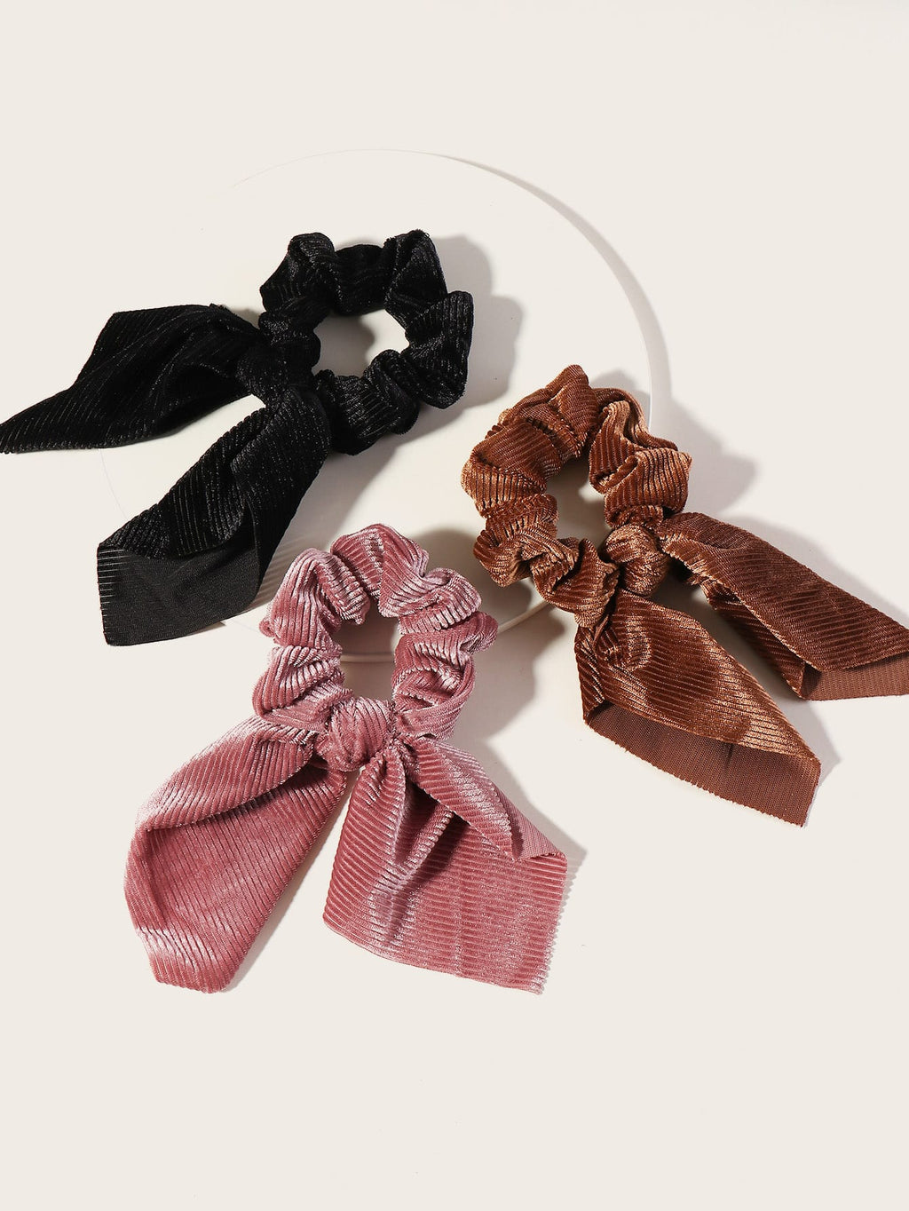 3pcs Solid Scrunchies Scarf