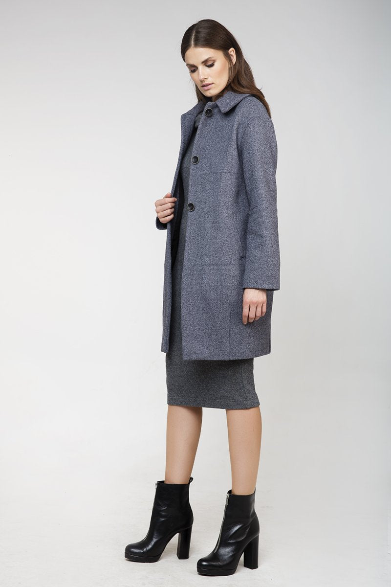 Gray Wool Straight Coat