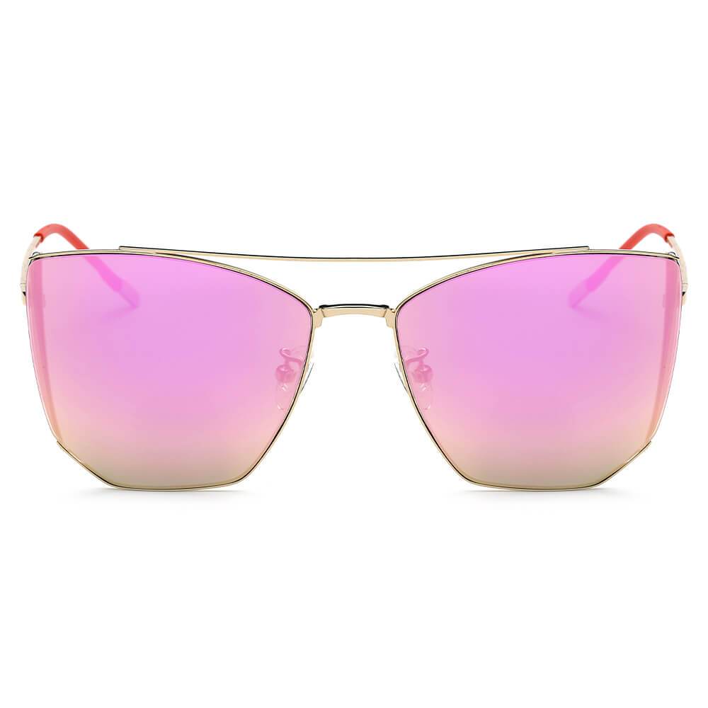 DORSET | CA06 - Oversize Polygon Mirrored Lens Cat Eye Sunglasses