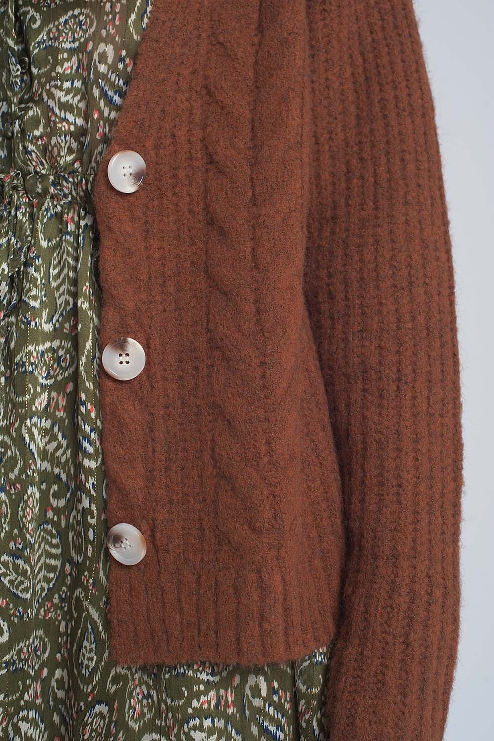 Chunky Knit Cardigan in Brown