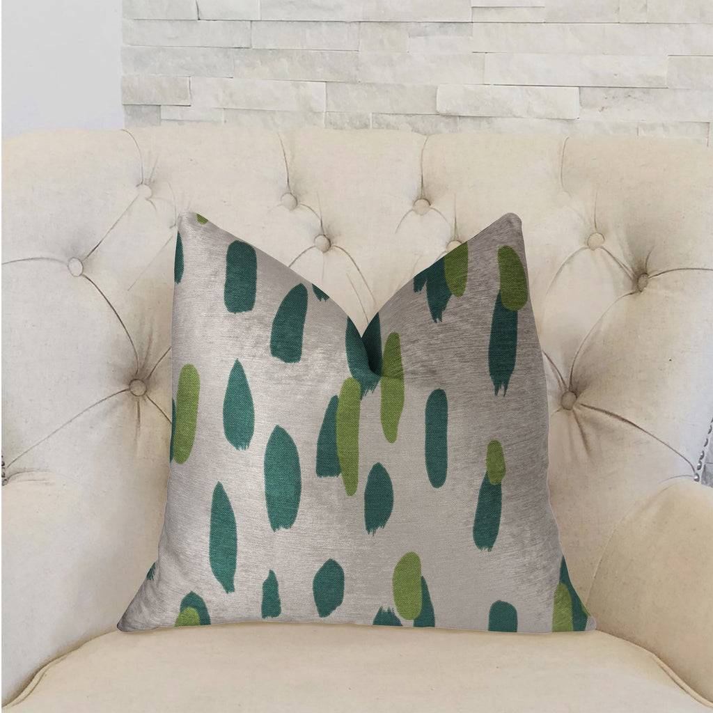 Bosky Willow Green and Beige Luxury Throw Pillow
