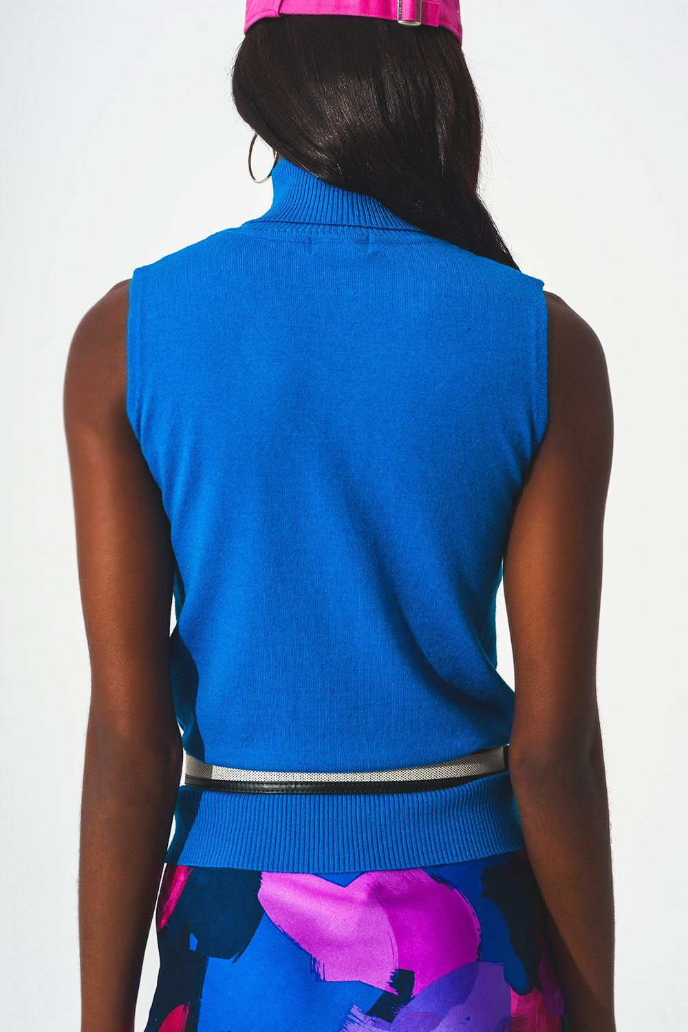 Knitted Tank Jumper in Blue