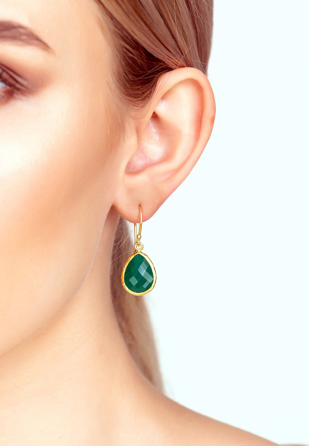 Petite Drop Earring Green Onyx Gold