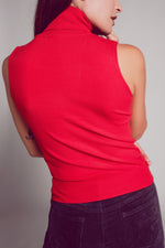 Knitted Tank Jumper in Red