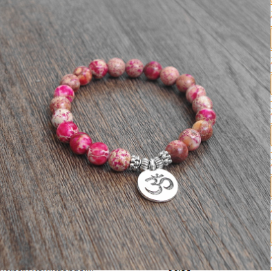 Matte Amazonite Stone Strand Bracelet Yoga Chakra Mala Bracelet OM Lotus Women Men Beaded Charm Bracelet Handmade Jewelry