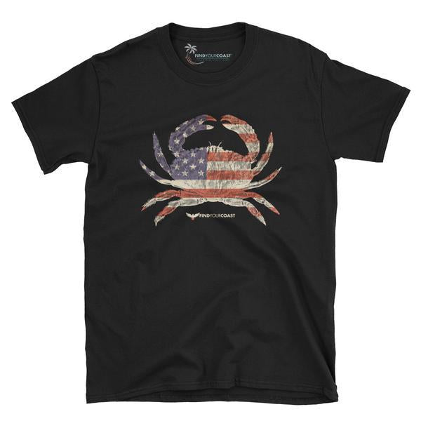 Men's Find Your Coast American Crab Navy and Black Cotton Tee Shirt