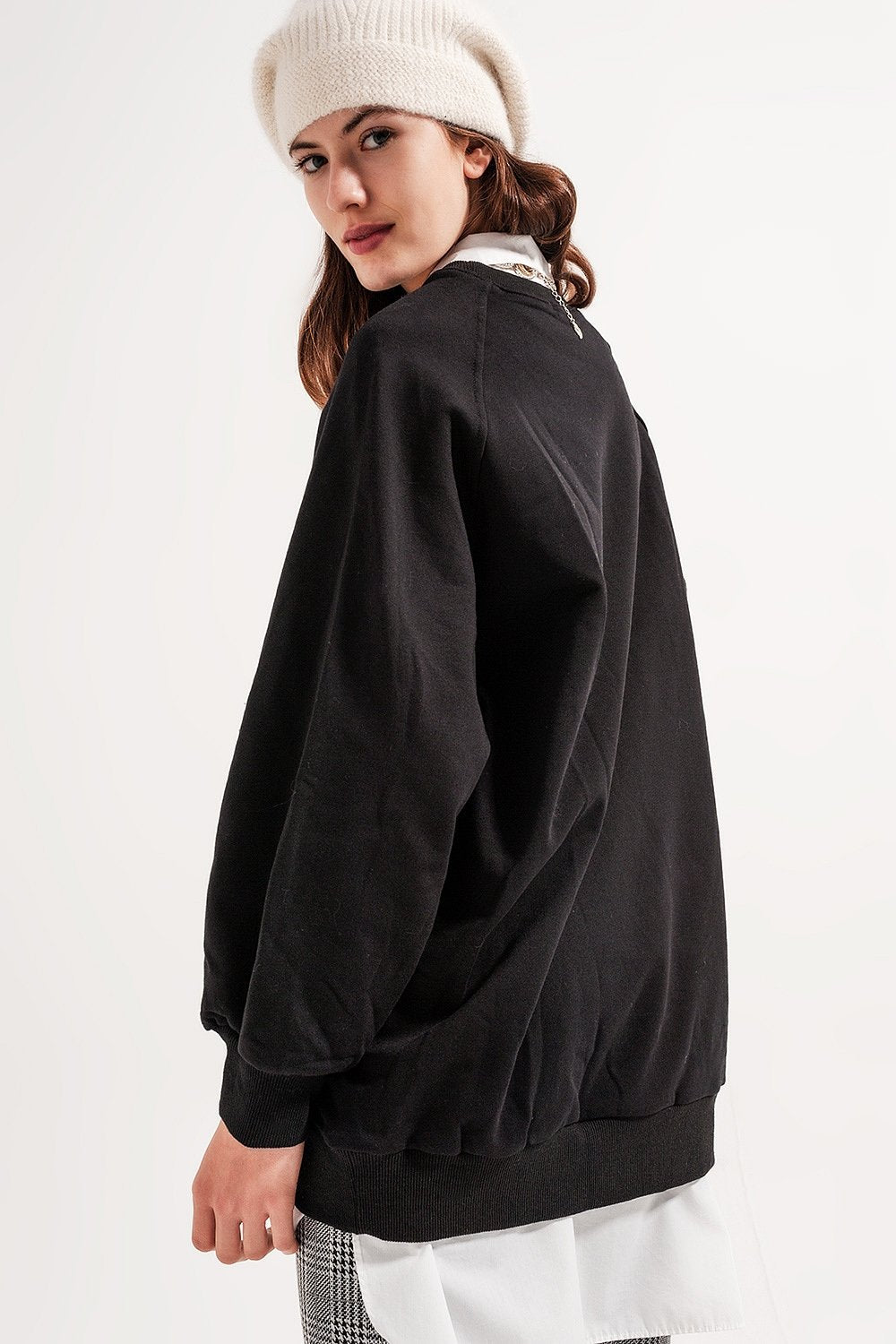 Super Oversized Sweatshirt With Seam Detail in Black