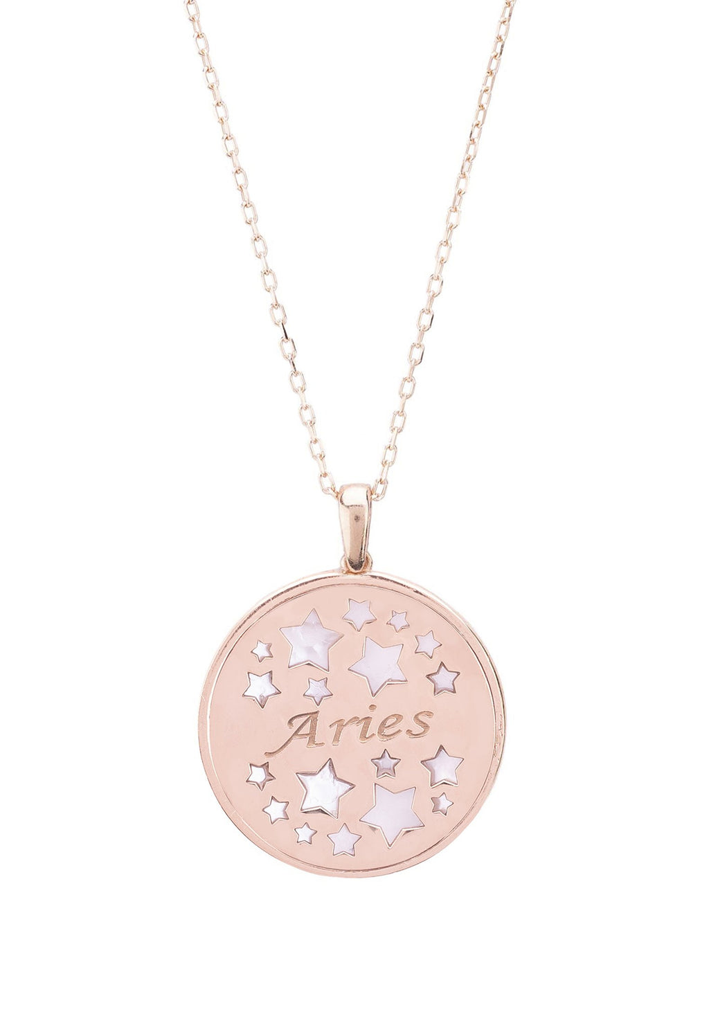 Zodiac Mother of Pearl Gemstone Star Constellation Pendant Necklace Aries