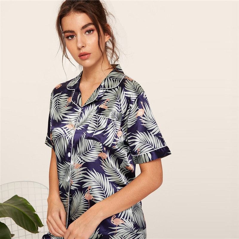 Print Satin Summer Pajama Set