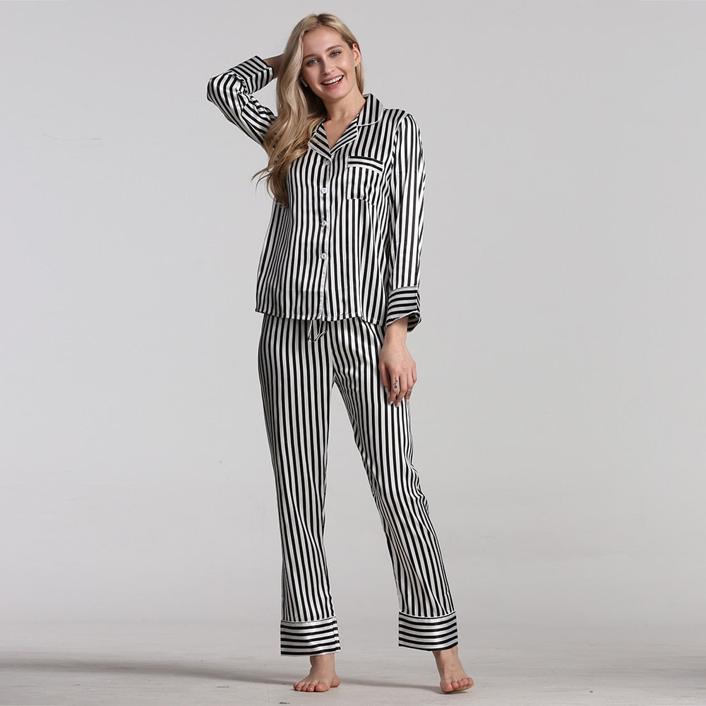 Black and White Stripes Pajama Set