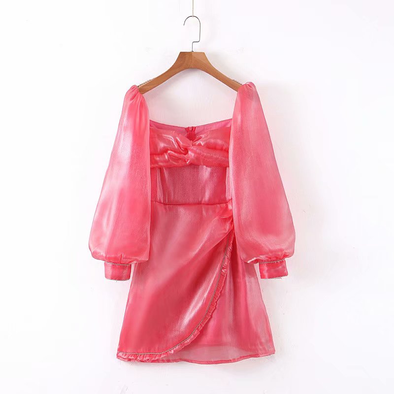 Puff Sleeve Pink Mini Dress