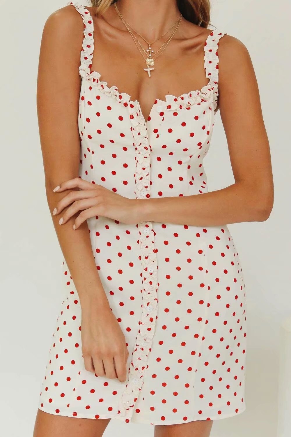 Elegant Polka Dot Mini Dress